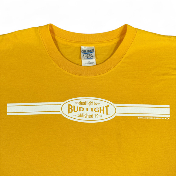 Vintage Bud Light Shirt Adult XXL 2XL Yellow Original Light Beer Y2K Spell Out - Picture 2 of 7